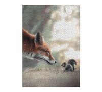 for Adults 300 PCS Jigsaw Puzzle Fox Meets Squirrel Jigsaws for Adults Family Game Difficult Hard Challenging Game Gifts 300 PCS