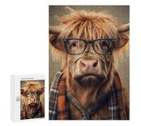 for Adults 300 PCS Jigsaw Puzzle Funny Dressed Highland Cow Teenagers Puzzles Hands-on Game Home Decoration Challenging Game Gifts 300 PCS