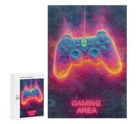 for Adults 300 PCS Jigsaw Puzzle Gaming Area Neon Sign Jigsaw Puzzles for Adults Staycation Kill Time Every Piece Is Unique - Great Gift for Gaming 300 PCS