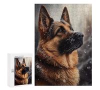 for Adults 300 PCS Jigsaw Puzzle German Shepherd Snow Puzzles for Adults Anti-Stress Toys Difficult Hard Fun Activities at Home 300 PCS