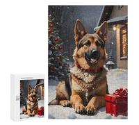 for Adults 300 PCS Jigsaw Puzzle German Shepherd Xmas Dog Adult Jigsaw Family Game Precision Cutting Unique Birthday And Xmas Gifts 300 PCS