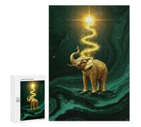 for Adults 300 PCS Jigsaw Puzzle Golden Elephant with Energy Beam Teenagers Puzzles Hands-on Game Home Decoration Challenging Game Gifts 300 PCS