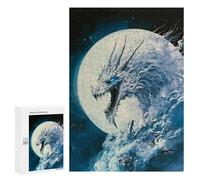 for Adults 300 PCS Jigsaw Puzzle Icy Dragon Moon Digital Art Jigsaw for Adults Relaxing Games For Family Fun Challenging Game Gifts 300 PCS