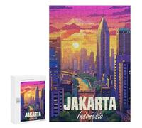 for Adults 300 PCS Jigsaw Puzzle Jakarta Indonesia Teenagers Puzzles Hands-on Game Home Decoration Challenging Game Gifts 300 PCS