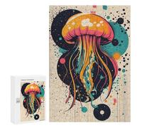 for Adults 300 PCS Jigsaw Puzzle Jellyfish Abstract Art Colorful Jellyfish Pop Art Print Unique Ocean-Inspired Decor Adult Jigsaw Family Game Precision Cutting Unique Birthday And Xmas Gifts 300 PCS