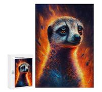 for Adults 300 PCS Jigsaw Puzzle Meerkat in Flames Art Print Puzzle for Adults Family Game Precision Cutting Fun Activities at Home 300 PCS