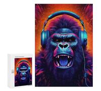 for Adults 300 PCS Jigsaw Puzzle Monkey Headphone Dj Music Puzzles for Adults Anti-Stress Toys Difficult Hard Fun Activities at Home 300 PCS