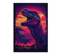for Adults 300 PCS Jigsaw Puzzle Neon Dinosaur Sunset Artwork Jigsaws for Adults Family Game Difficult Hard Challenging Game Gifts 300 PCS