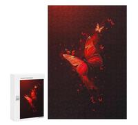 for Adults 300 PCS Jigsaw Puzzle Neon Red Butterflies Adult Jigsaw Family Game Precision Cutting Unique Birthday And Xmas Gifts 300 PCS