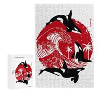 for Adults 300 PCS Jigsaw Puzzle Orcas in The Great Wave Jigsaw for Adults Relaxing Games For Family Fun Challenging Game Gifts 300 PCS