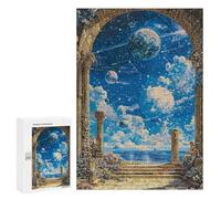 for Adults 300 PCS Jigsaw Puzzle Planetary Vista Through Ancient Archway Teenagers Puzzles Hands-on Game Home Decoration Challenging Game Gifts 300 PCS