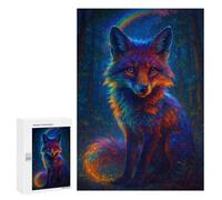 for Adults 300 PCS Jigsaw Puzzle Rainbow Fox in Enchanted Forest Jigsaw for Adults Relaxing Games For Family Fun Challenging Game Gifts 300 PCS