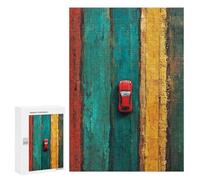 for Adults 300 PCS Jigsaw Puzzle Red Car on Colorful Road -1 Jigsaw Puzzles for Adults Staycation Kill Time Every Piece Is Unique - Great Gift for Gaming 300 PCS