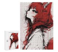 for Adults 300 PCS Jigsaw Puzzle Red Fox Girl Anime Illustration Jigsaw for Adults Relaxing Games For Family Fun Challenging Game Gifts 300 PCS