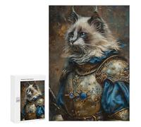 for Adults 300 PCS Jigsaw Puzzle Royal Cat Armor Portrait Jigsaw Puzzles for Adults Staycation Kill Time Every Piece Is Unique - Great Gift for Gaming 300 PCS
