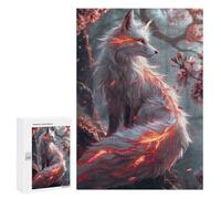 for Adults 300 PCS Jigsaw Puzzle Sakura Kitsune Fox Teenagers Puzzles Hands-on Game Home Decoration Challenging Game Gifts 300 PCS