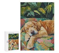 for Adults 300 PCS Jigsaw Puzzle Sleeping Golden Retriever Puzzles for Adults Anti-Stress Toys Difficult Hard Fun Activities at Home 300 PCS