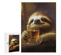 for Adults 300 PCS Jigsaw Puzzle Sloth Drinking Bourbon Whiskey Teenagers Puzzles Hands-on Game Home Decoration Challenging Game Gifts 300 PCS