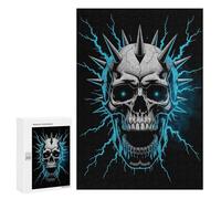 for Adults 300 PCS Jigsaw Puzzle Spiked Skull with Lightning Teenagers Puzzles Hands-on Game Home Decoration Challenging Game Gifts 300 PCS