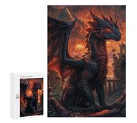 for Adults 300 PCS Jigsaw Puzzle Sunset Dragon Sentinel Puzzles for Adults Anti-Stress Toys Difficult Hard Fun Activities at Home 300 PCS