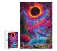 for Adults 300 PCS Jigsaw Puzzle Surreal Shark Landscape with Eclipse Teenagers Puzzles Hands-on Game Home Decoration Challenging Game Gifts 300 PCS