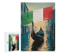for Adults 300 PCS Jigsaw Puzzle Venice Gondola Italian Flag Art Jigsaw for Adults Relaxing Games For Family Fun Challenging Game Gifts 300 PCS