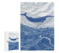 for Adults 300 PCS Jigsaw Puzzle Whale Ocean Waves Art Print-4 Jigsaw Puzzles for Adults Staycation Kill Time Every Piece Is Unique - Great Gift for Gaming 300 PCS