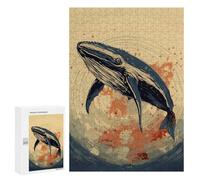 for Adults 300 PCS Jigsaw Puzzle Whale Retro Japan Vibes Teenagers Puzzles Hands-on Game Home Decoration Challenging Game Gifts 300 PCS