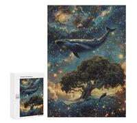 for Adults 300 PCS Jigsaw Puzzle Whale Tree Galaxy Art Print Jigsaw Puzzles for Adults Staycation Kill Time Every Piece Is Unique - Great Gift for Gaming 300 PCS