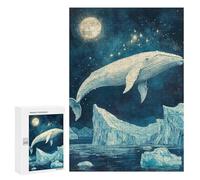for Adults 300 PCS Jigsaw Puzzle Whale Watching Under The Moonlight Jigsaw Puzzles for Adults Staycation Kill Time Every Piece Is Unique - Great Gift for Gaming 300 PCS