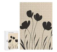 for Adults 300 PCS Jigsaw Puzzle Wildflowers Mid Century Black Puzzle for Adults Family Game Precision Cutting Fun Activities at Home 300 PCS