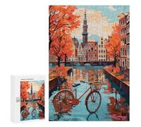 for Adults 300 PCS Puzzle Autumn Canal Bicycle Scene Jigsaw Puzzles for Adults But Fun And Humorous for Birthday, Chrismas for Is Ideal As A Gift 300 PCS