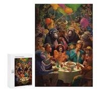 for Adults 300 PCS Puzzle Chimpanzee Dinner Party Adult Puzzles Hands-on Game Improve Memory Unique Gifts for Birthday And Christmas 300 PCS