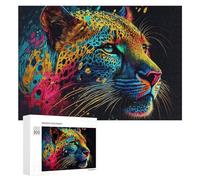 for Adults 300 PCS Puzzle Colorful Leopard Portrait Adult Puzzles Hands-on Game Improve Memory Unique Gifts for Birthday And Christmas 300 PCS