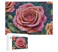 for Adults 300 PCS Puzzle Colorful Rose Illustration Adult Puzzles Hands-on Game Improve Memory Unique Gifts for Birthday And Christmas 300 PCS