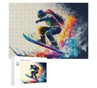 for Adults 300 PCS Puzzle Colorful Snowboarder in Action Adult Puzzles Hands-on Game Improve Memory Unique Gifts for Birthday And Christmas 300 PCS