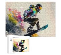 for Adults 300 PCS Puzzle Colorful Snowboarder in Action Adult Puzzles Hands-on Game Improve Memory Unique Gifts for Birthday And Christmas 300 PCS