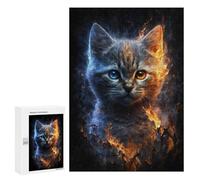 for Adults 300 PCS Puzzle Flaming Cat Art Print -3 Jigsaw Puzzles for Adults But Fun And Humorous for Birthday, Chrismas for Is Ideal As A Gift 300 PCS