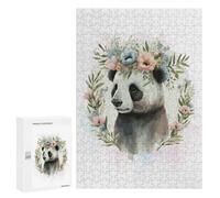 for Adults 300 PCS Puzzle Floral Panda Bear Painting Jigsaw Relax Games Perfect Decoration Unique Gifts for Birthday And Christmas 300 PCS