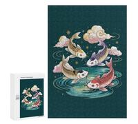 for Adults 300 PCS Puzzle Four Koi Fish in A Circle Jigsaw Puzzles for Adults But Fun And Humorous for Birthday, Chrismas for Is Ideal As A Gift 300 PCS