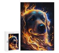for Adults 300 PCS Puzzle Golden Retriever Fire Jigsaw Puzzles for Adults But Fun And Humorous for Birthday, Chrismas for Is Ideal As A Gift 300 PCS
