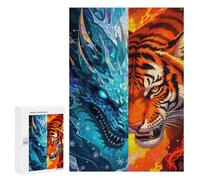 for Adults 300 PCS Puzzle Ice Dragon And Fire Tiger Jigsaw Relax Games Perfect Decoration Unique Gifts for Birthday And Christmas 300 PCS
