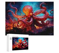 for Adults 300 PCS Puzzle Magical Octopus in Flames Adult Puzzles Hands-on Game Improve Memory Unique Gifts for Birthday And Christmas 300 PCS