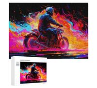 for Adults 300 PCS Puzzle Motorcycle Ride Through Colorful Flames -1 Adult Puzzles Hands-on Game Improve Memory Unique Gifts for Birthday And Christmas 300 PCS
