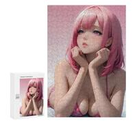for Adults 300 PCS Puzzle Pink-Haired Anime Girl Jigsaw Puzzles for Adults But Fun And Humorous for Birthday, Chrismas for Is Ideal As A Gift 300 PCS