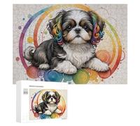 for Adults 300 PCS Puzzle Rainbow Shih Tzu Art Print Adult Puzzles Hands-on Game Improve Memory Unique Gifts for Birthday And Christmas 300 PCS