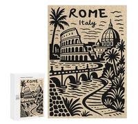 for Adults 300 PCS Puzzle Rome Italy Landmark Illustration Jigsaw Puzzles for Adults But Fun And Humorous for Birthday, Chrismas for Is Ideal As A Gift 300 PCS
