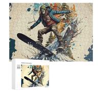 for Adults 300 PCS Puzzle Snowboarder in Action on Mountain Peak Adult Puzzles Hands-on Game Improve Memory Unique Gifts for Birthday And Christmas 300 PCS