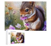 for Adults 300 PCS Puzzle Squirrel with Flowers in Spring Adult Puzzles Hands-on Game Improve Memory Unique Gifts for Birthday And Christmas 300 PCS