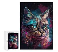 for Adults 300 PCS Puzzle Stylish Hipster Cat Glasses Art Print Jigsaw Puzzles for Adults But Fun And Humorous for Birthday, Chrismas for Is Ideal As A Gift 300 PCS